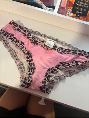 Victoria's Secret Pink Bikini Briefs with Leopard Lace Trim